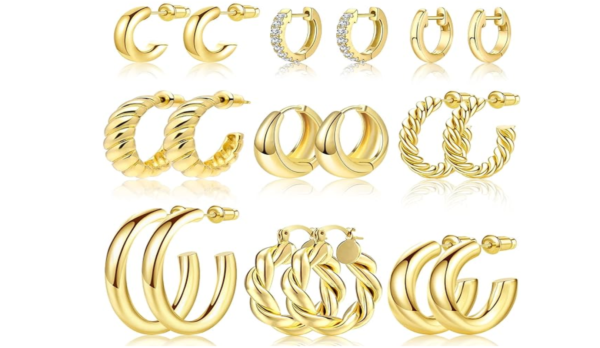 Adoyi 9 Pairs Gold Hoop Earrings Set for Womens