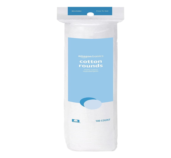 Amazon Basics Hypoallergenic 100% Cotton Rounds, 100 Count