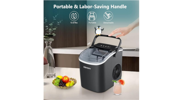 EUHOMY Countertop Ice Maker Machine with Handle - Image 3