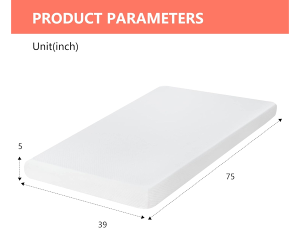Twin Mattress 5 inch Gel Memory Foam Medium - Image 2