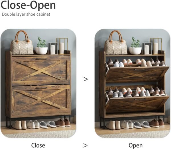 Maupvit Shoe Storage Cabinet with 2 Flip Drawers - Image 3
