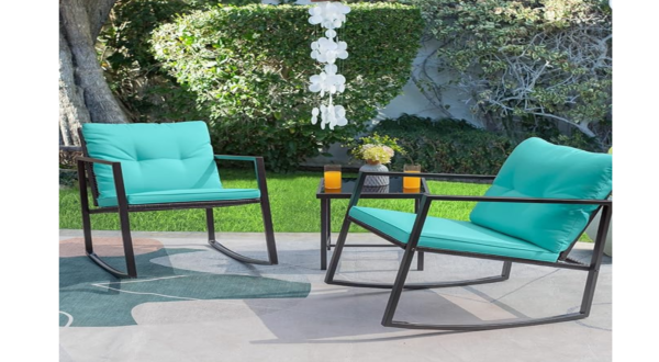 Greesum 3 Pieces Rocking Wicker Bistro Set